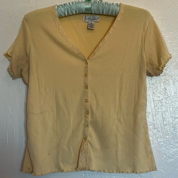 Vintage Betty Blue Button up Short Sleeve Top - Picture 1 of 3